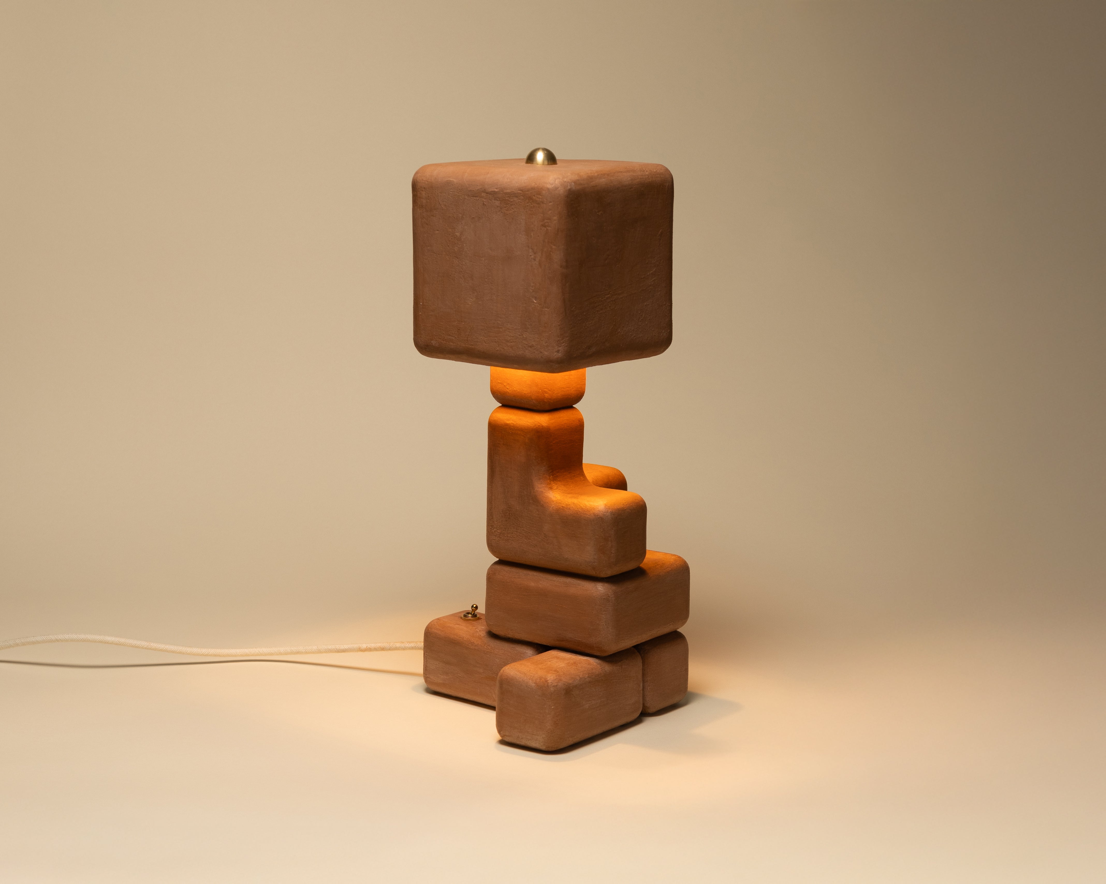 Cube Stack Lamp - Venetian Plaster Finish