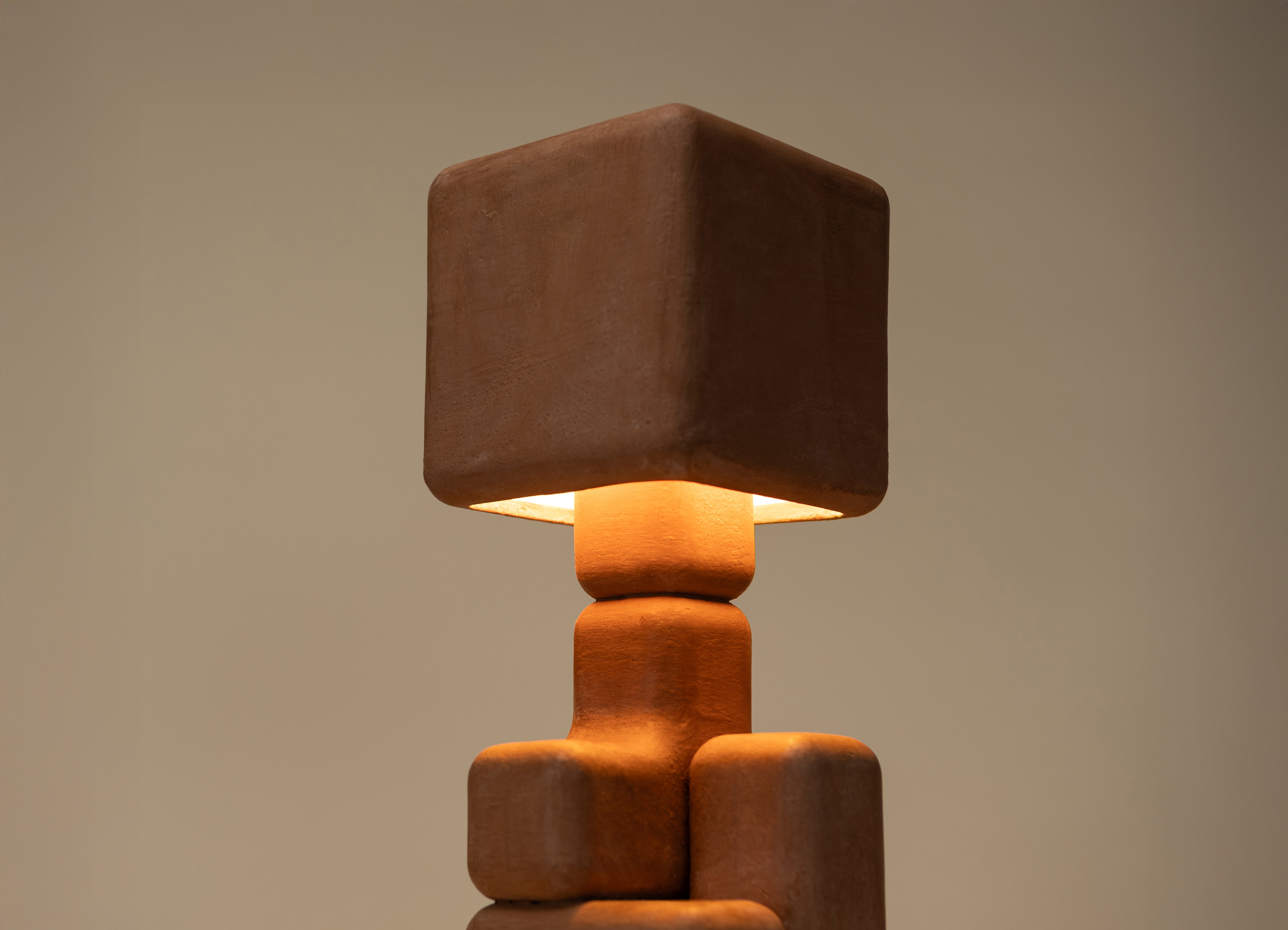 Cube Stack Lamp - Venetian Plaster Finish