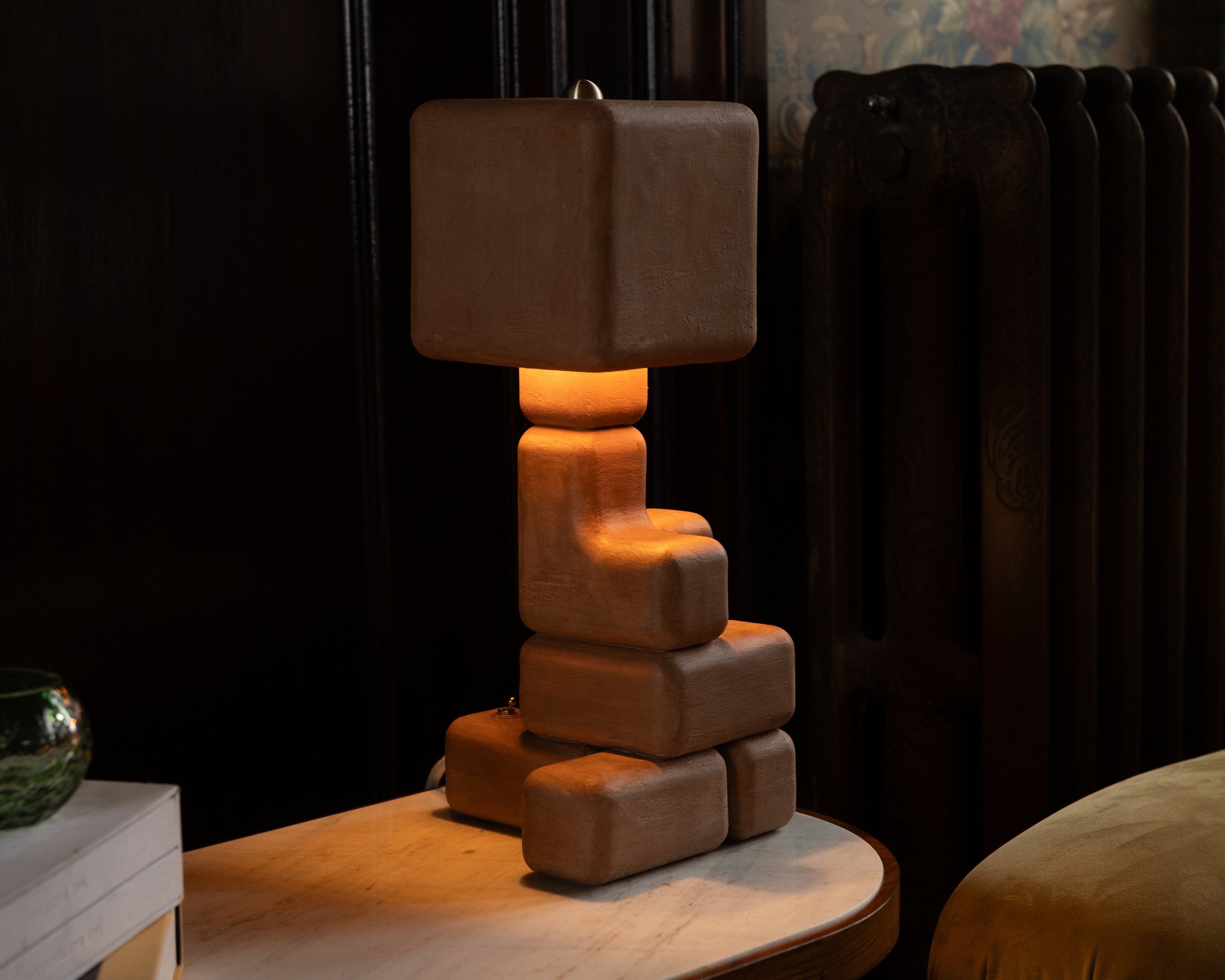 Cube Stack Lamp - Venetian Plaster Finish