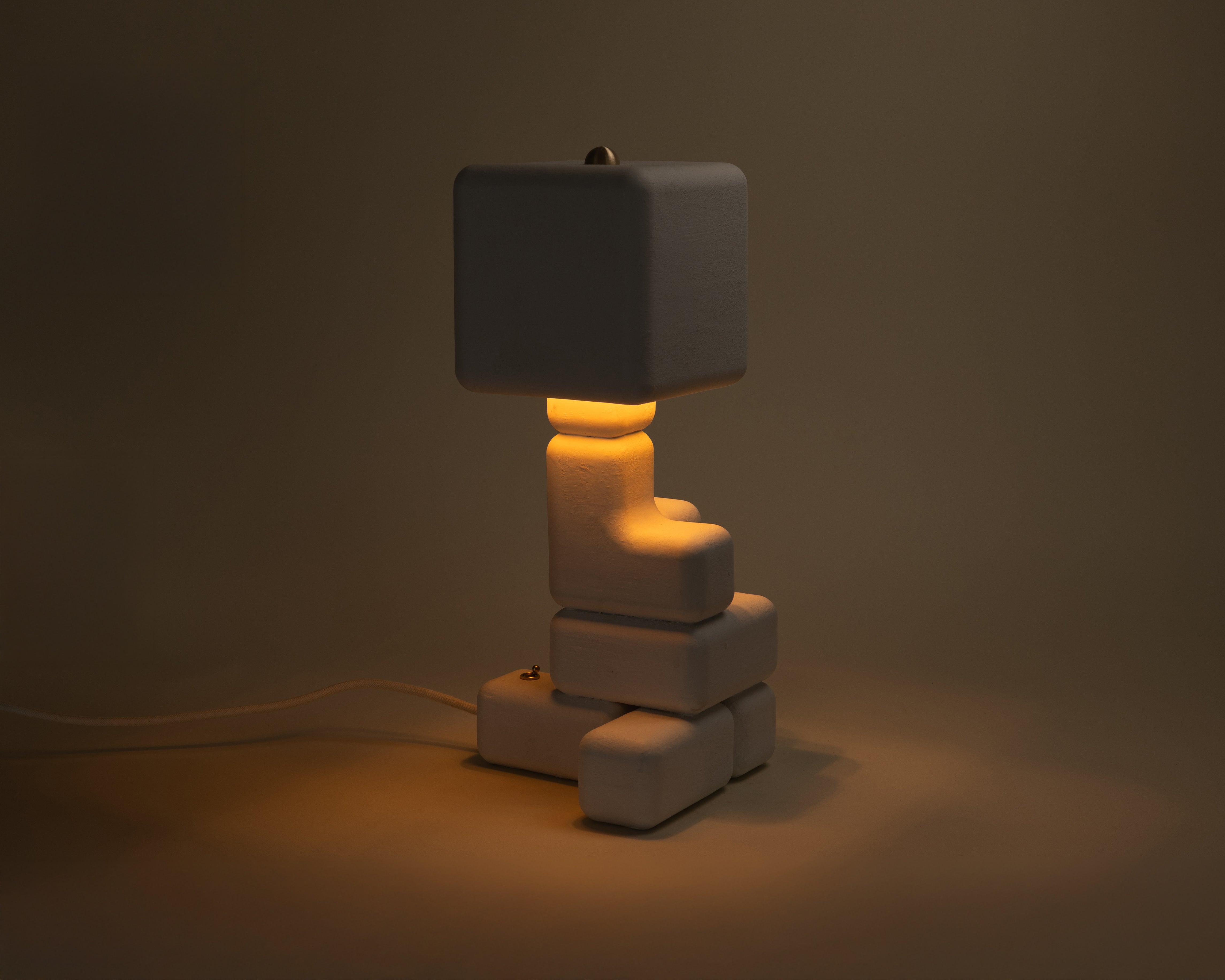 Cube Stack Lamp - Venetian Plaster Finish