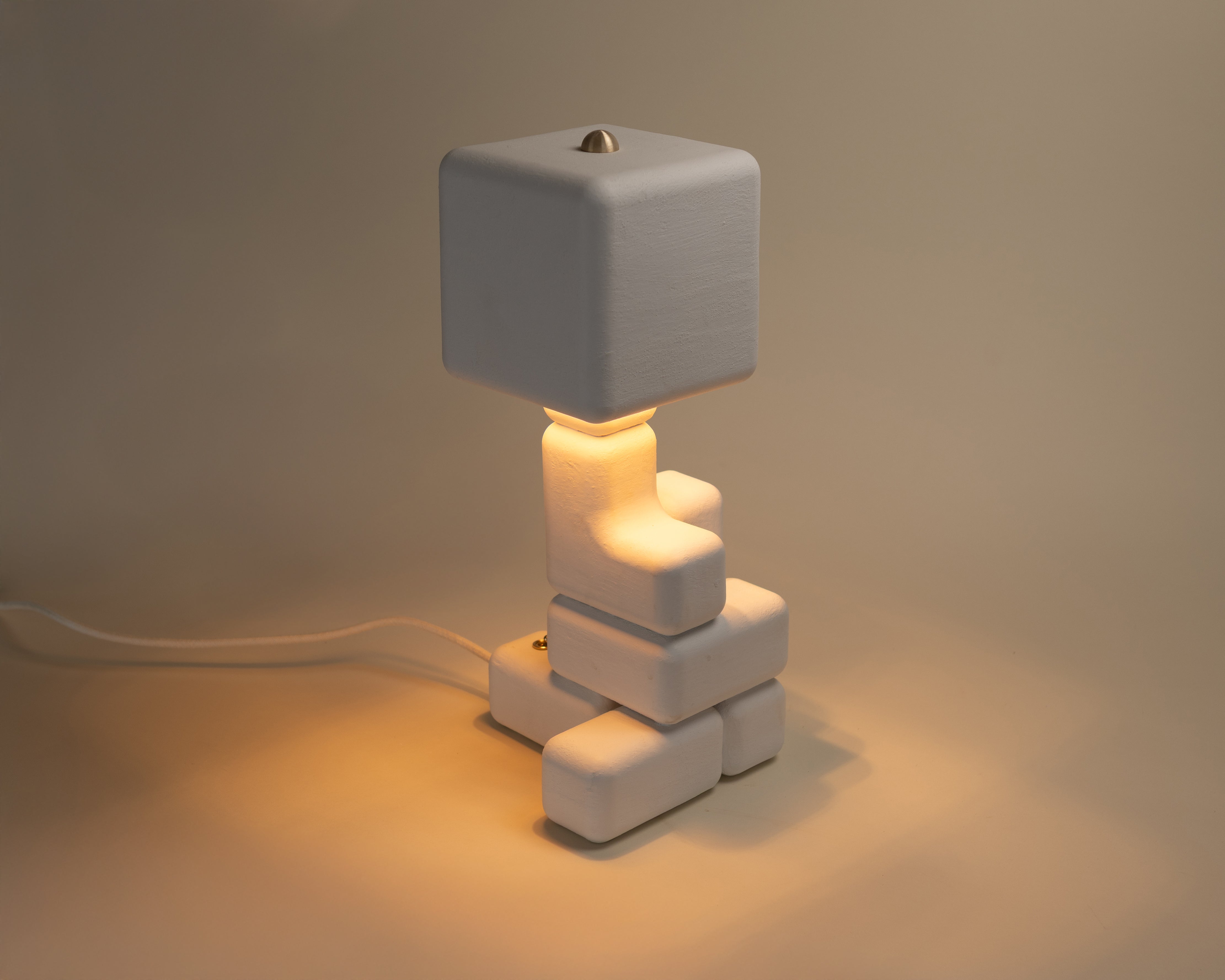 Cube Stack Lamp - Venetian Plaster Finish