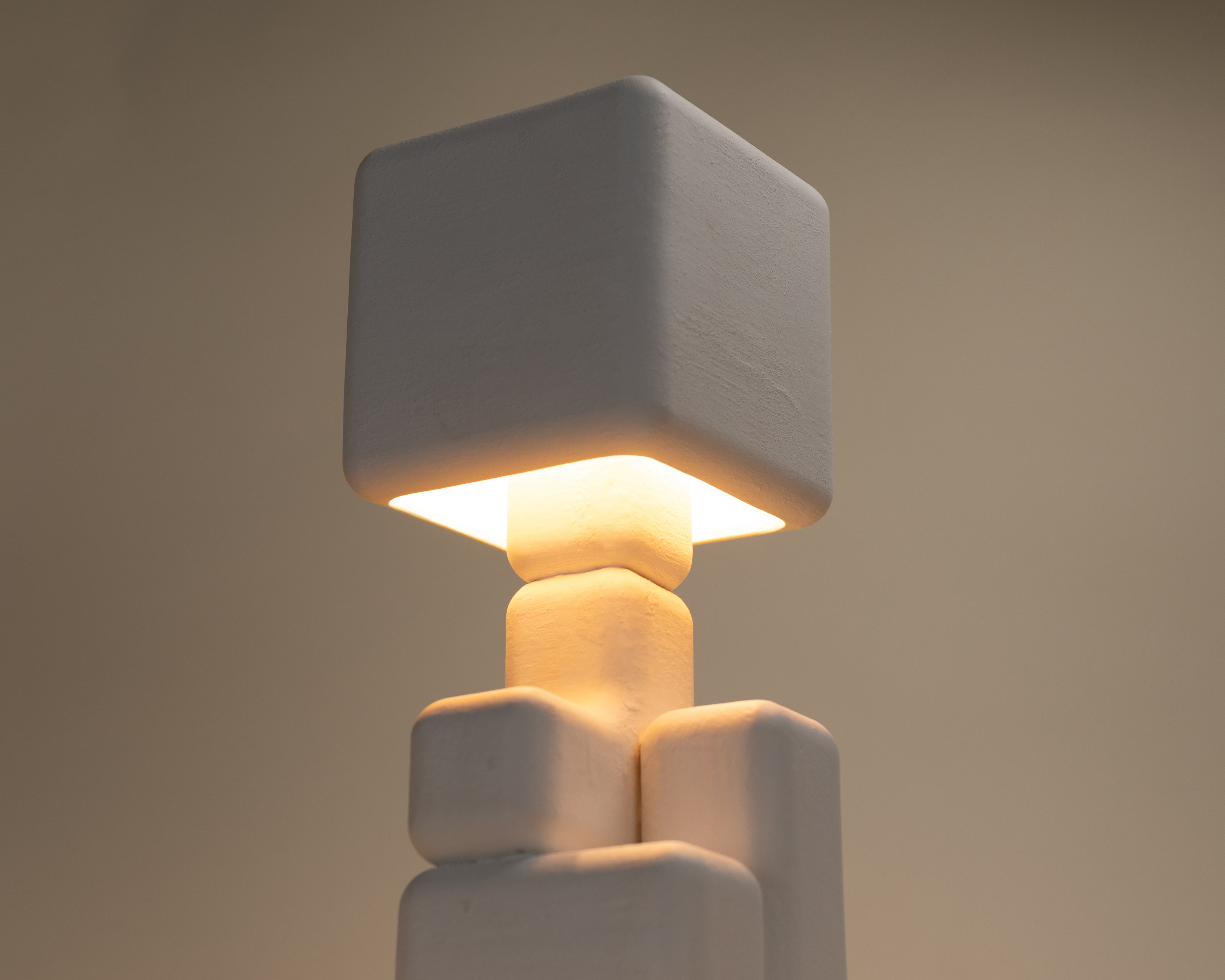 Cube Stack Lamp - Venetian Plaster Finish
