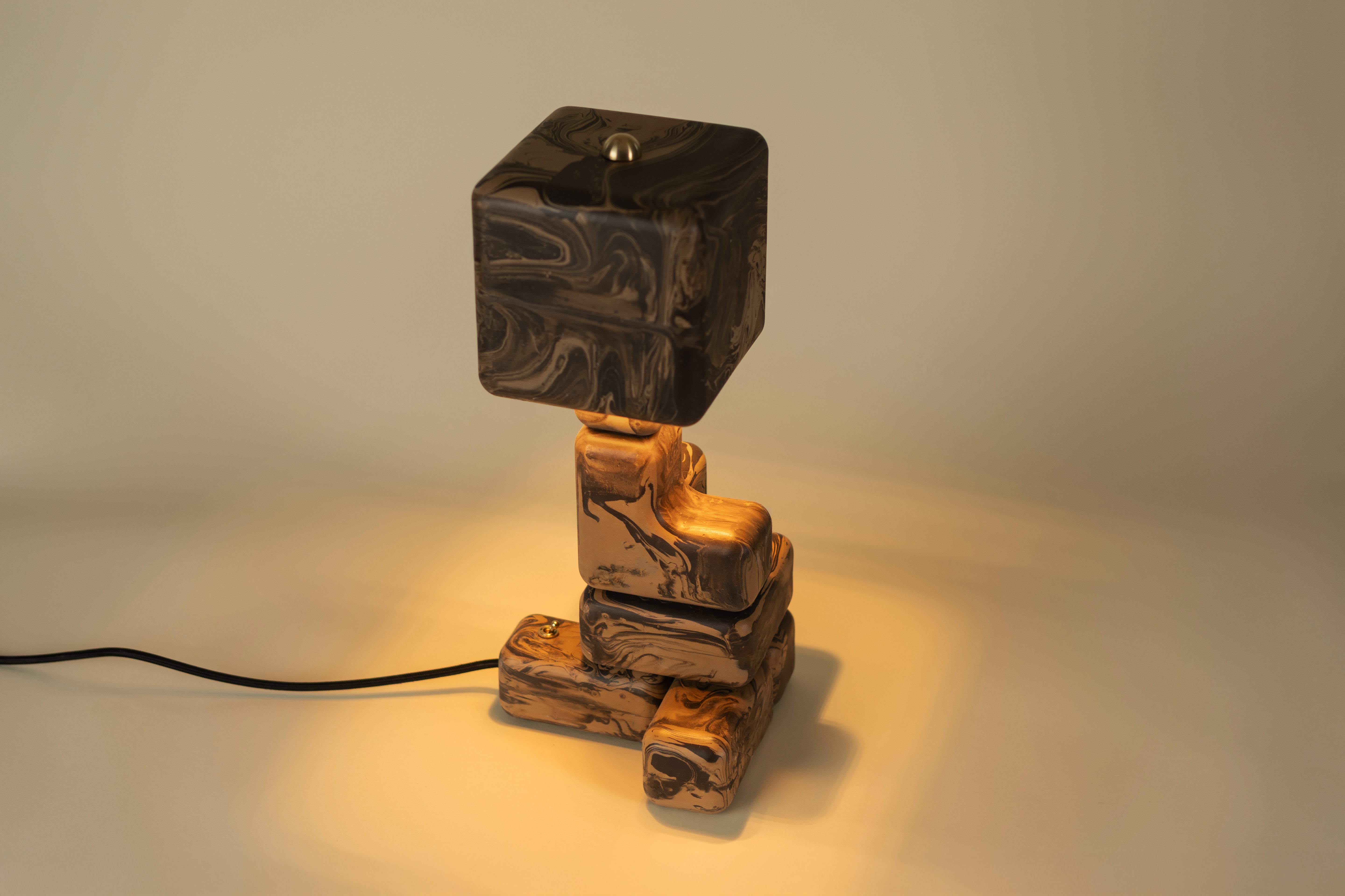 Cube Stack Lamp - Marbled Slip Finish