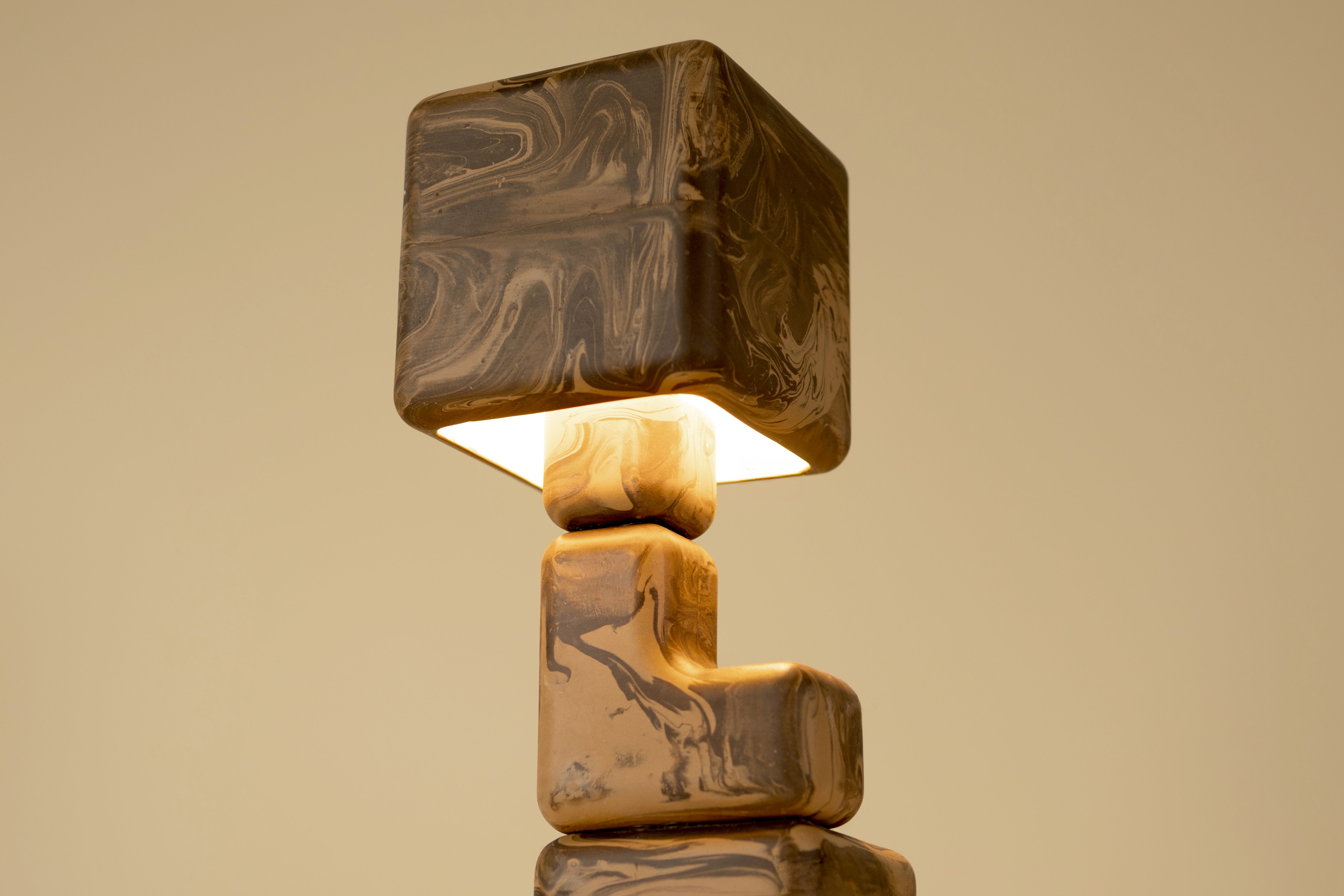 Cube Stack Lamp - Marbled Slip Finish