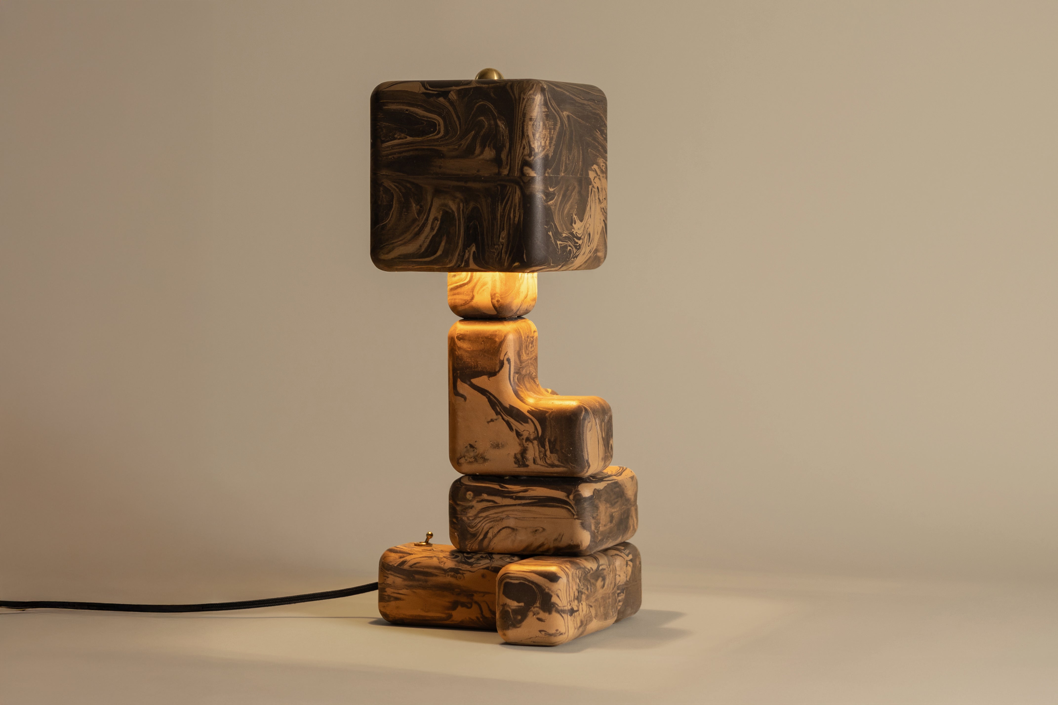 Cube Stack Lamp - Marbled Slip Finish