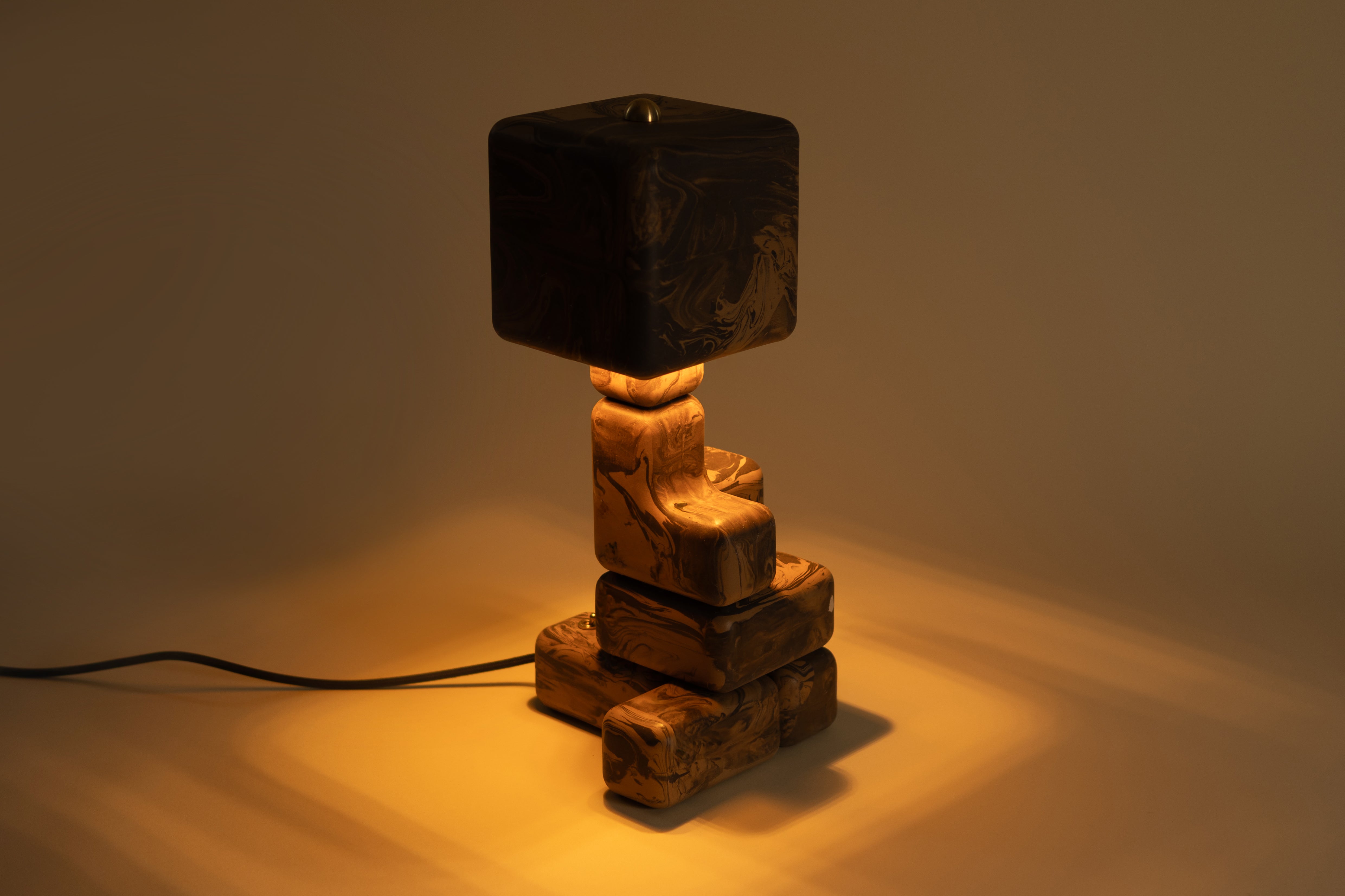 Cube Stack Lamp - Marbled Slip Finish