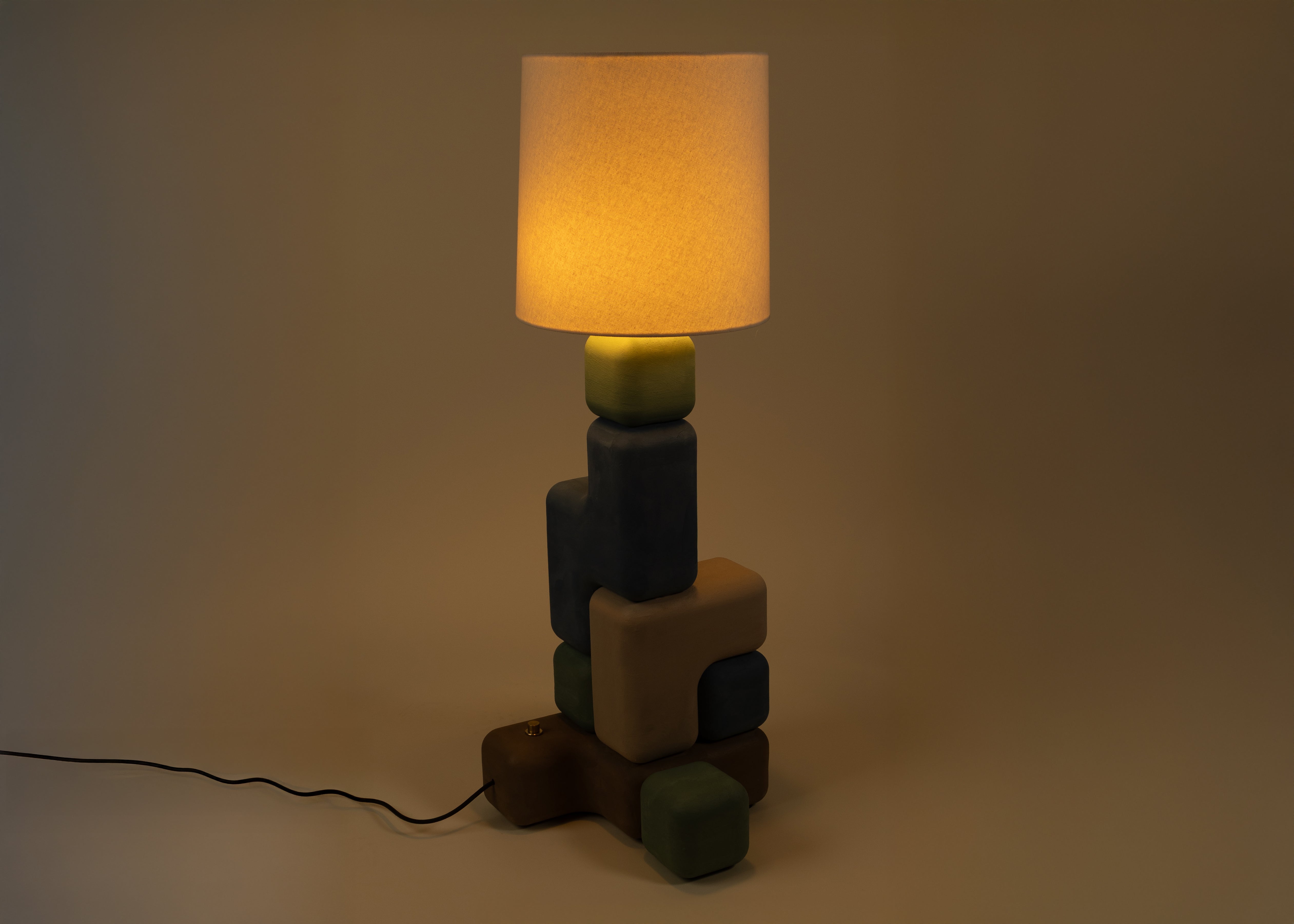 Cube Stack Floor Lamp - Three-tone plaster finish