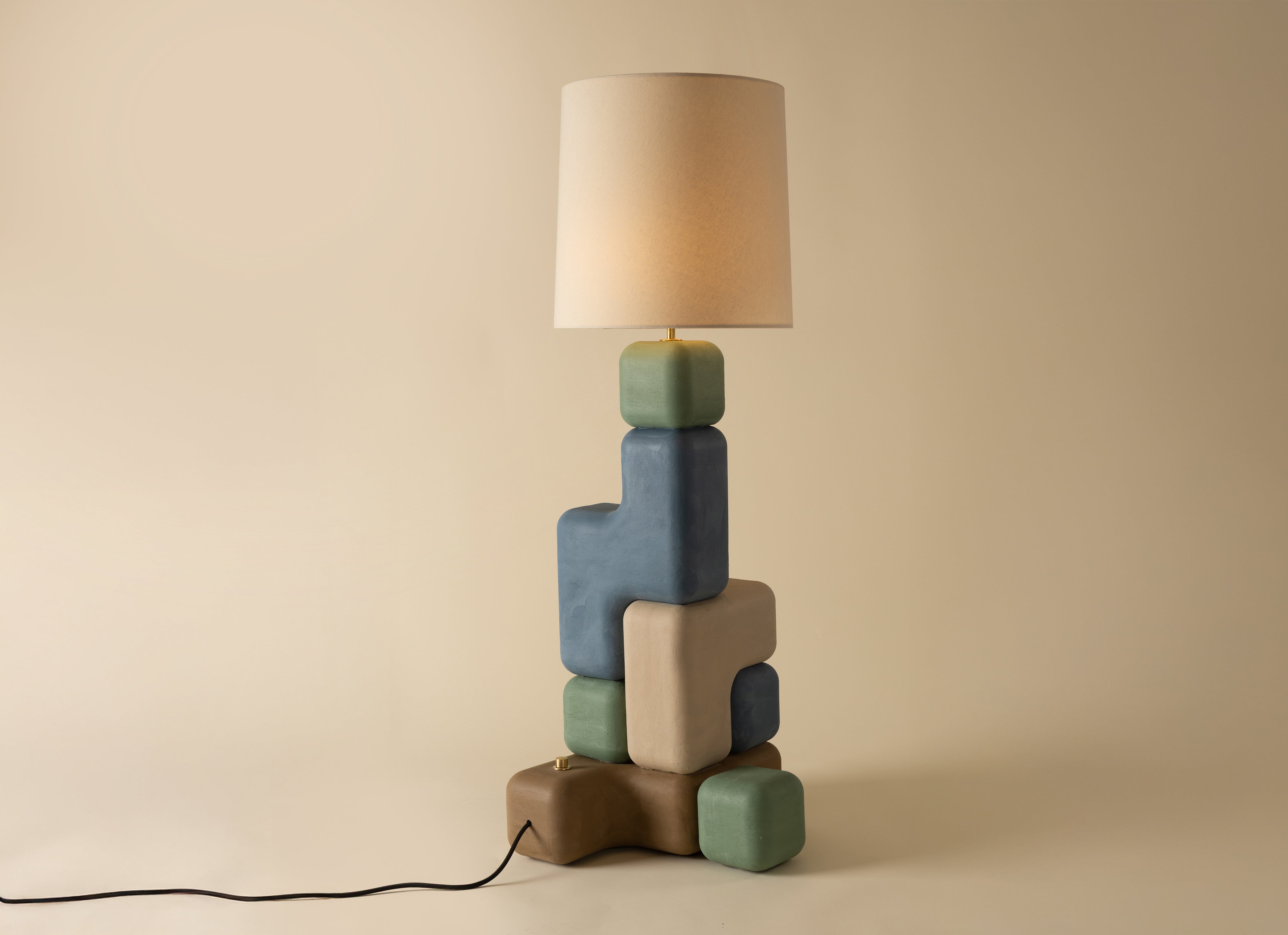 Cube Stack Floor Lamp - Three-tone plaster finish