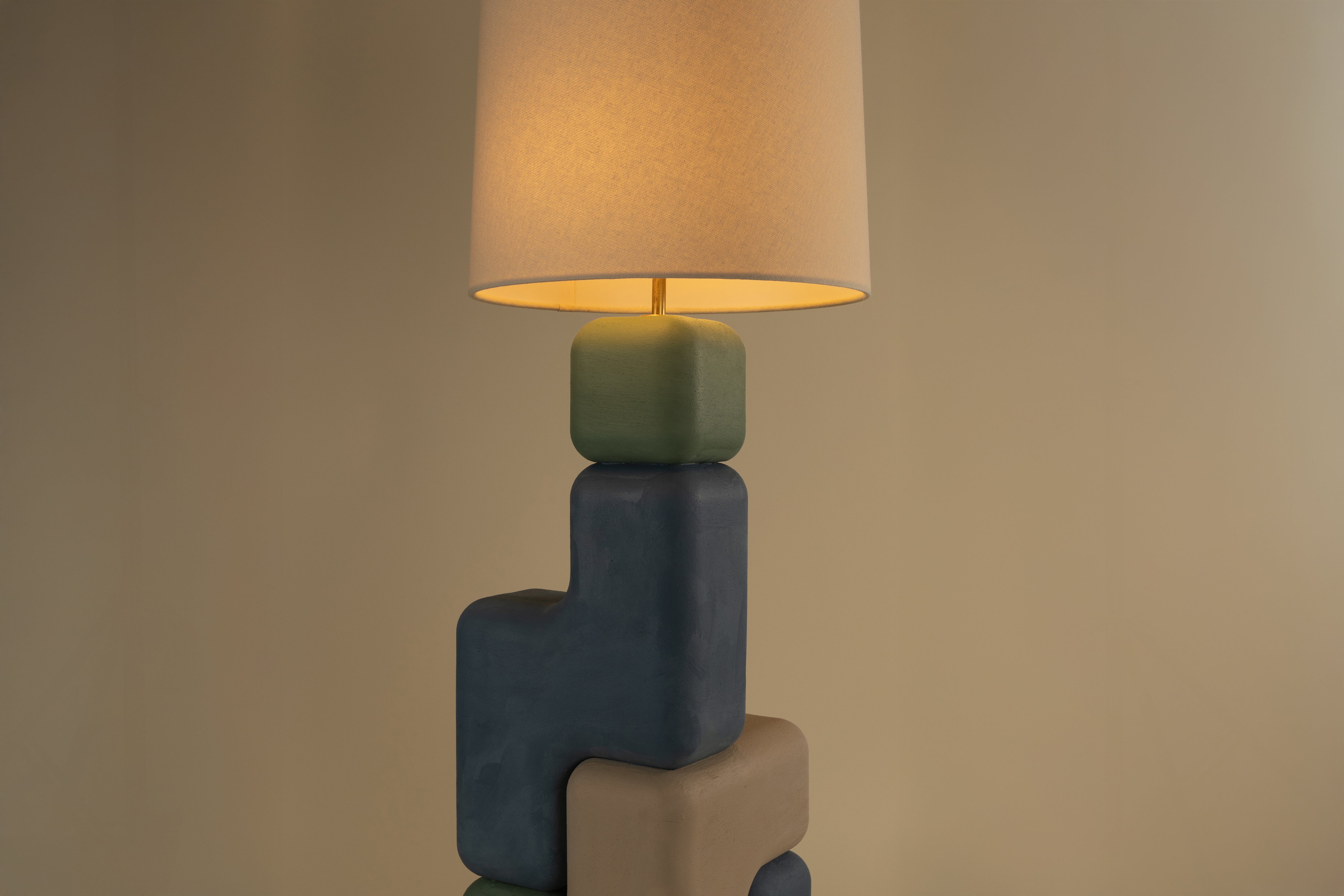 Cube Stack Floor Lamp - Three-tone plaster finish